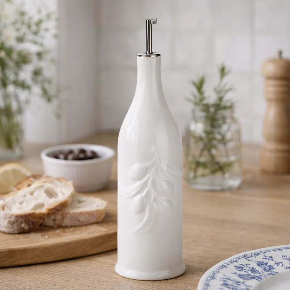 Aceitera cilíndrica de porcelana Menage La Porcellana Bianca