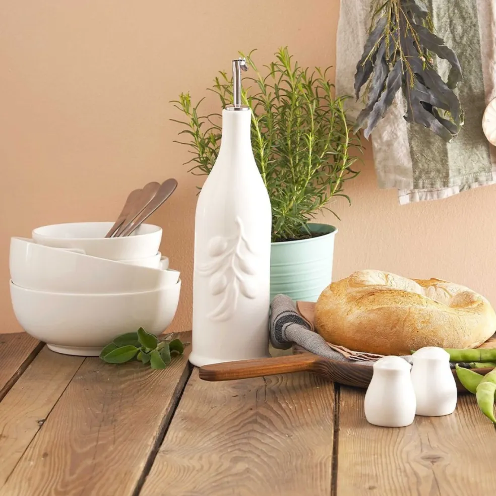 Aceitera cilíndrica de porcelana Menage La Porcellana Bianca