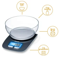 Balanza de cocina 3kg con bol transparente KS 25 Beurer