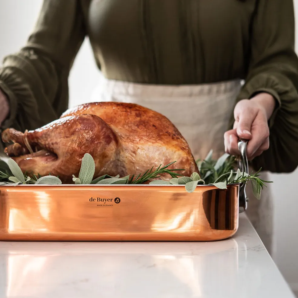 Bandeja asadora de cobre Inocuivre con asas de inox De Buyer