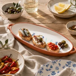 Bandeja con asas para pescado de terracota Dexam