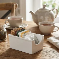 Bandeja de porcelana para bolsas de té y azúcar Menage La Porcellana Bianca