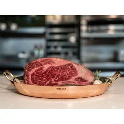 Bandeja ovalada de cobre Inocuivre con asas doradas De Buyer