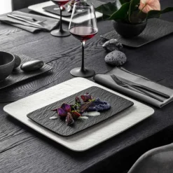 Bandeja rectangular de porcelana para servir Manufacture Rock Villeroy & Boch
