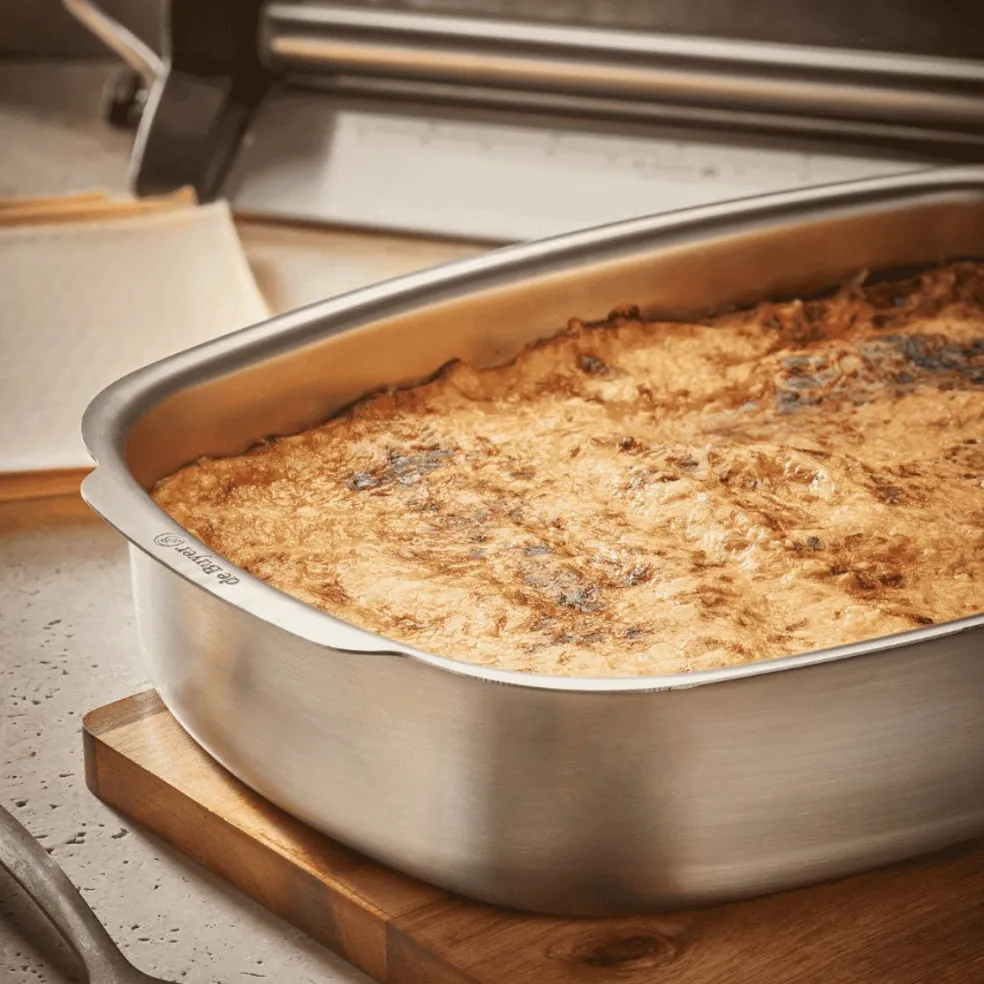 Bandeja rectangular honda para horno de acero inoxidable De Buyer