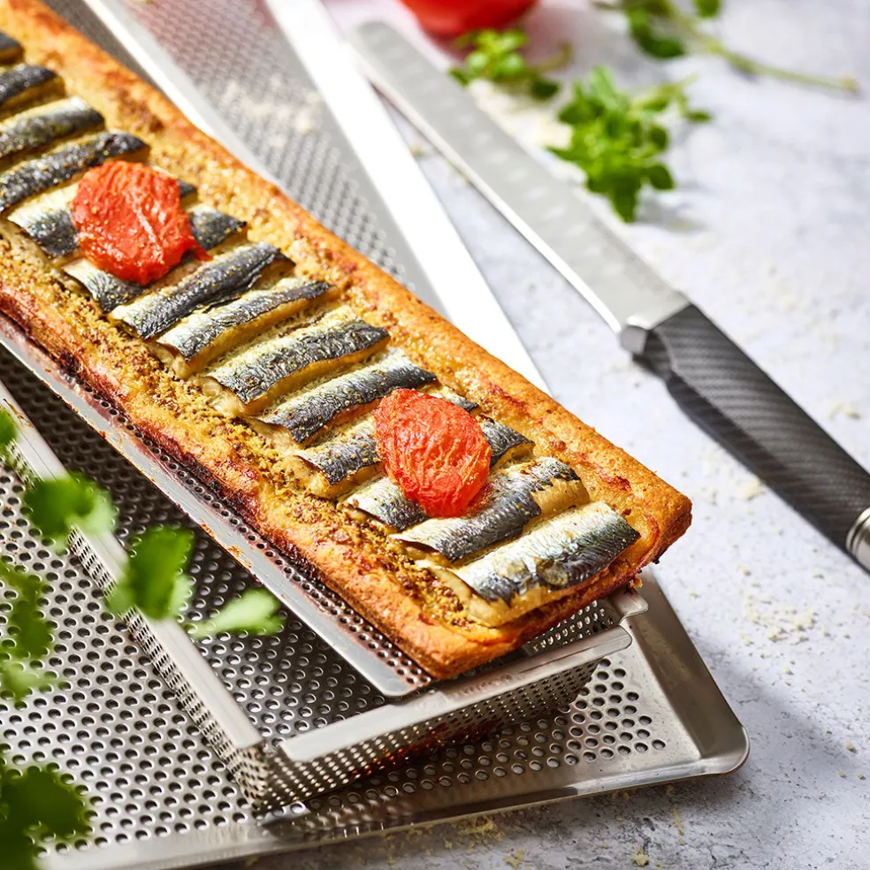 Bandeja rectangular perforada acero inox De Buyer