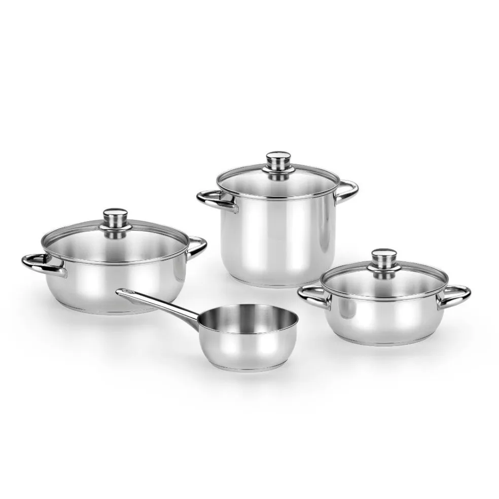 Batería de cocina 4 Piezas con tapas de cristal Optima Monix
