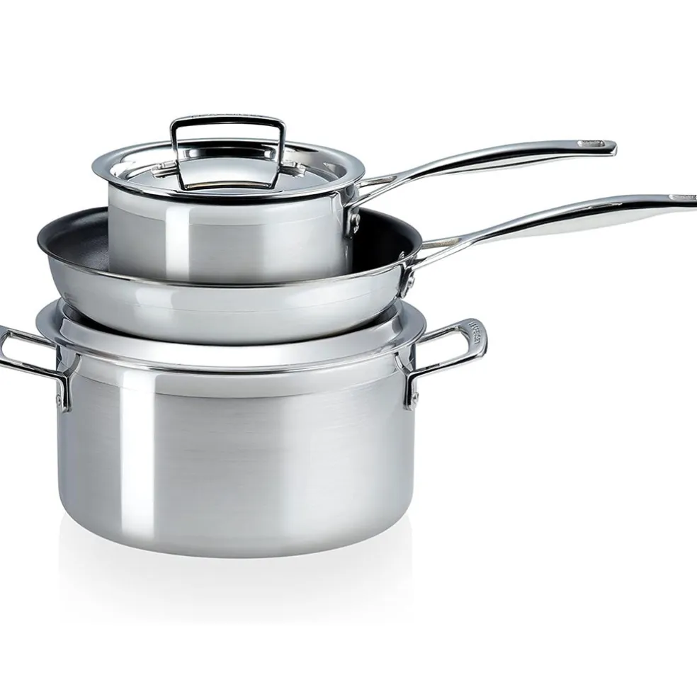 Batería de 3 piezas acero inoxidable Le Creuset