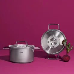 Batería 5 piezas acero inox con tapa de acero Pure Collection Fissler