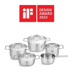 Batería 5 piezas acero inox con tapa de acero Pure Collection Fissler