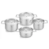 Batería 4 piezas acero inox con tapa de acero Pure Collection Fissler