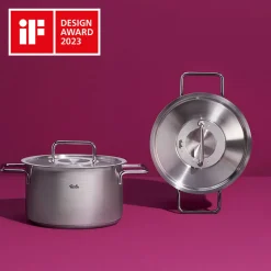 Batería 4 piezas acero inox con tapa de acero Pure Collection Fissler