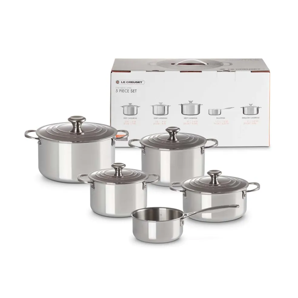 Batería 5 piezas acero inoxidable Signature Le Creuset
