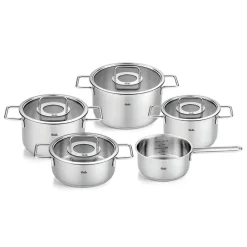 Batería 5 piezas acero inoxidable con tapa de cristal Pure Collection Fissler