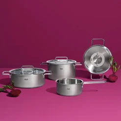 Batería 5 piezas acero inoxidable con tapa de cristal Pure Collection Fissler