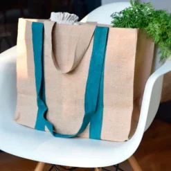 Bolsa de yute y algodón XL de Pebbly