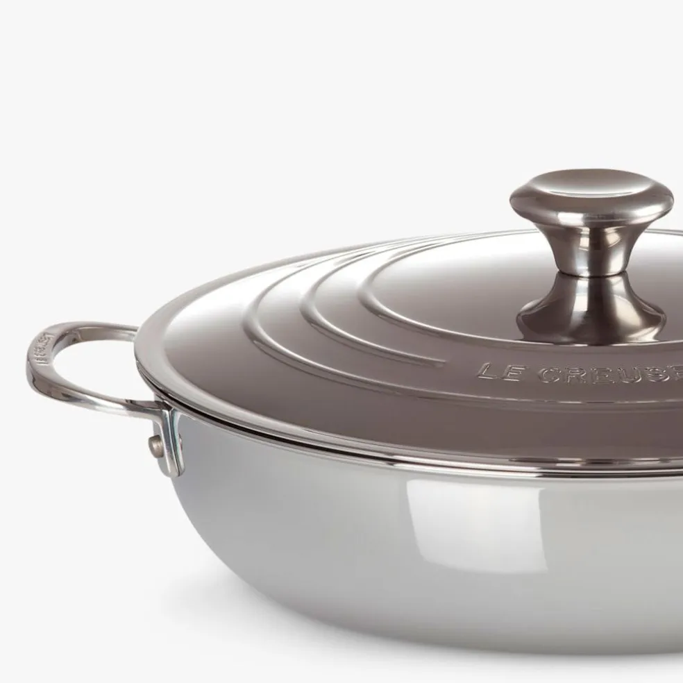 Cacerola acero inox baja con tapa 30cm 3-PLY Le Creuset