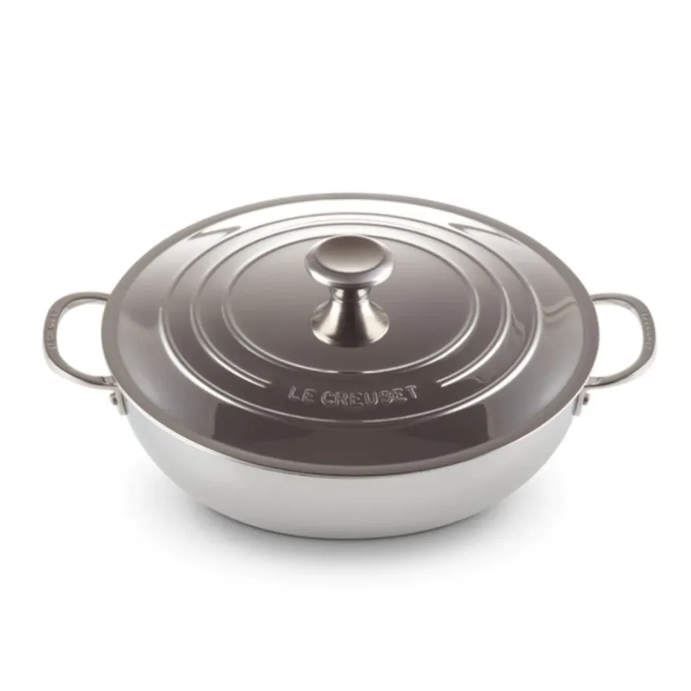 Cacerola acero inox baja con tapa 30cm 3-PLY Le Creuset