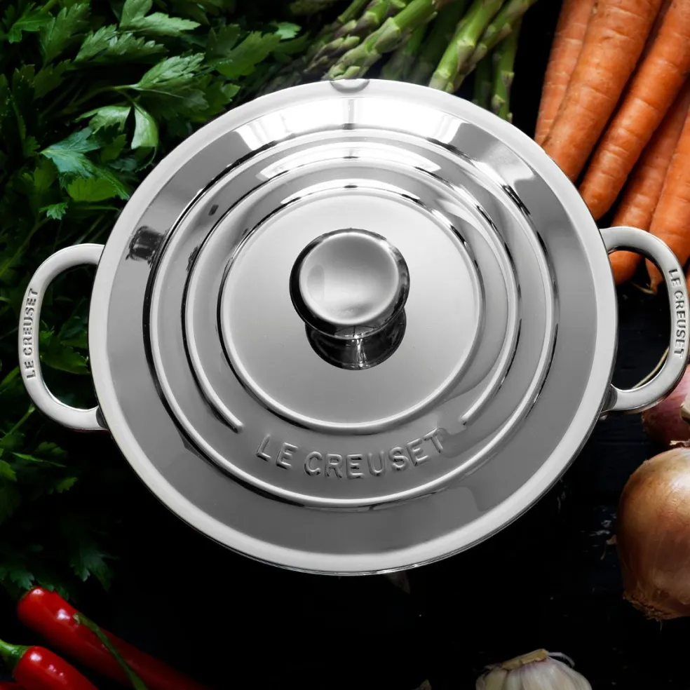 Cacerola acero inox baja con tapa 30cm 3-PLY Le Creuset