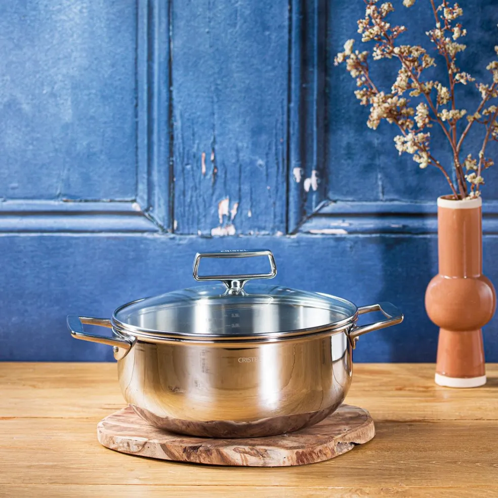 Cacerola alta de acero inoxidable 5-Ply con tapa Castel'Pro Cristel