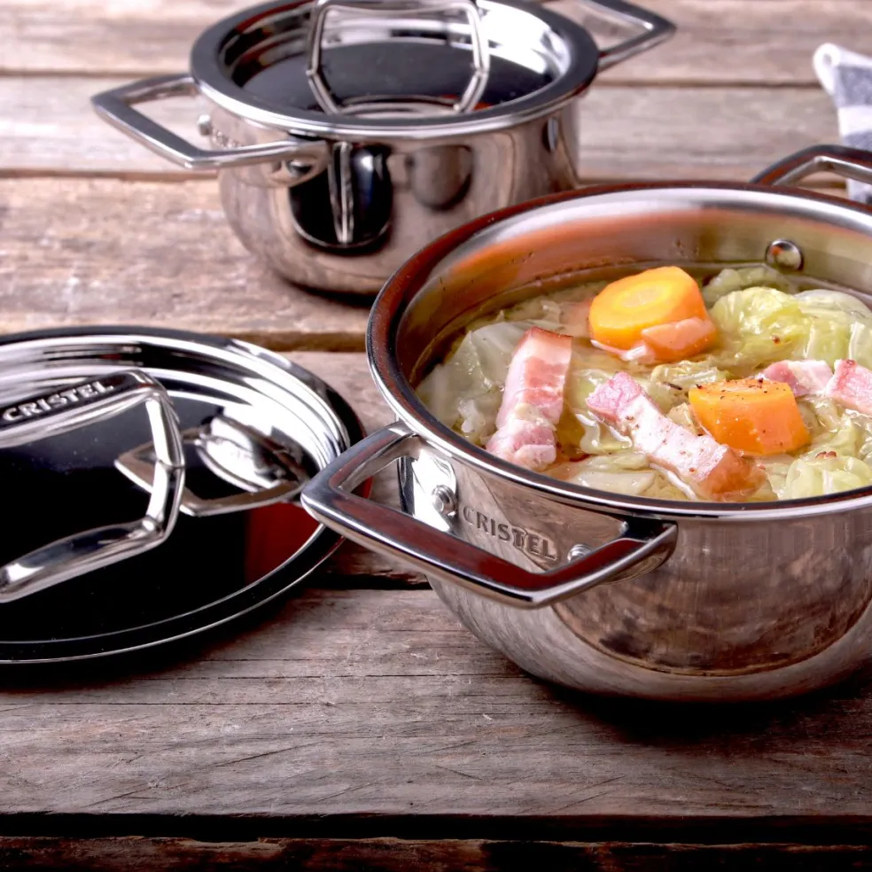 Cacerola alta de acero inoxidable 5-Ply con tapa Castel'Pro Cristel