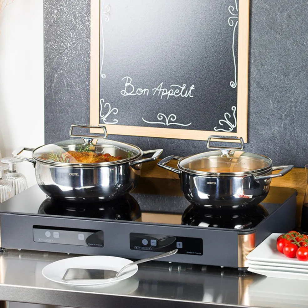Cacerola alta de acero inoxidable 5-Ply con tapa Castel'Pro Cristel