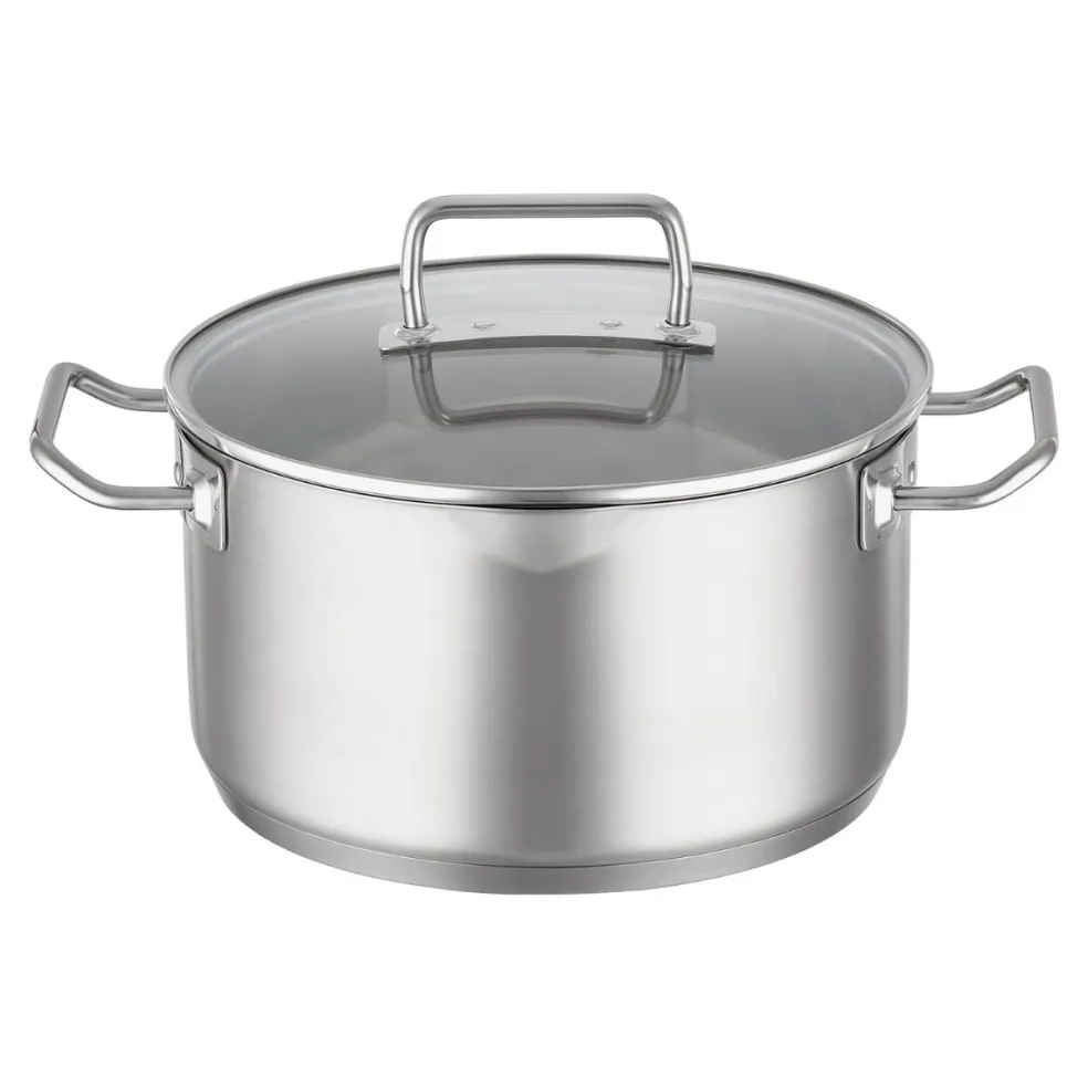 Cacerola alta de acero inoxidable con tapa de cristal Expertiso Rösle
