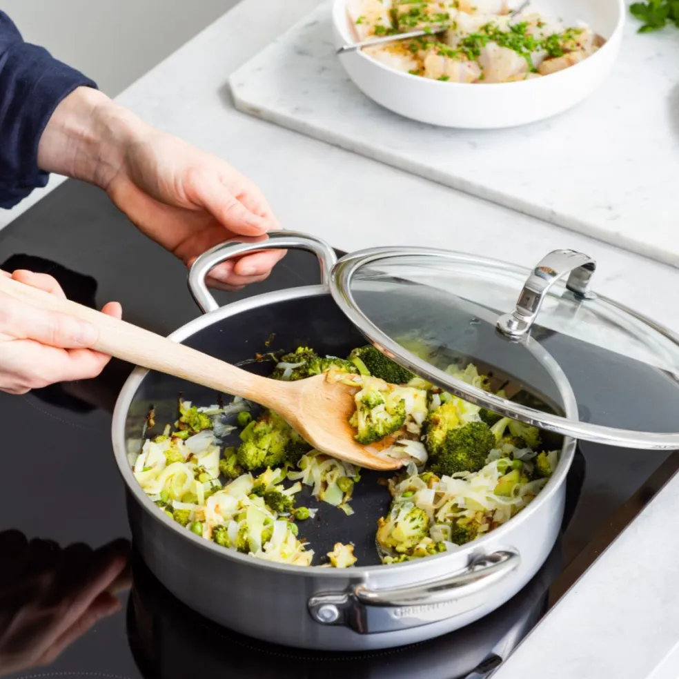 Cacerola baja cerámica con exterior acero inoxidable Premiere GreenPan