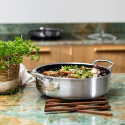 Cacerola baja cerámica con exterior acero inoxidable Premiere GreenPan