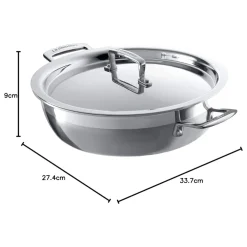 Cacerola baja de acero inoxidable 3-PLY Le Creuset