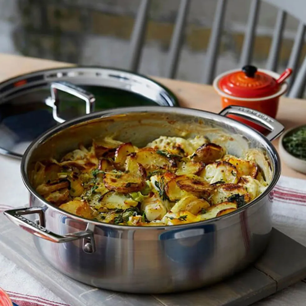 Cacerola baja tipo rustidera acero inox Le Creuset