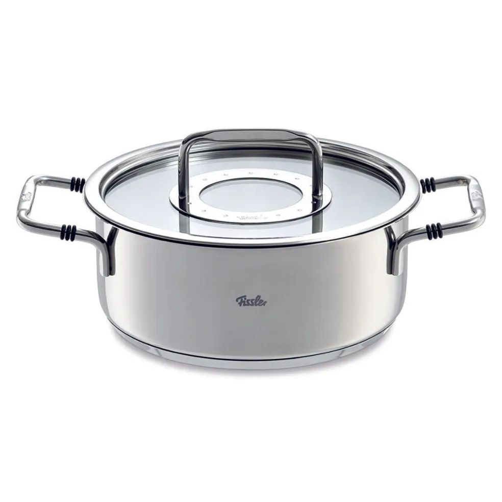 Cacerola 20cm de acero inox con tapa de cristal Bonn Fissler