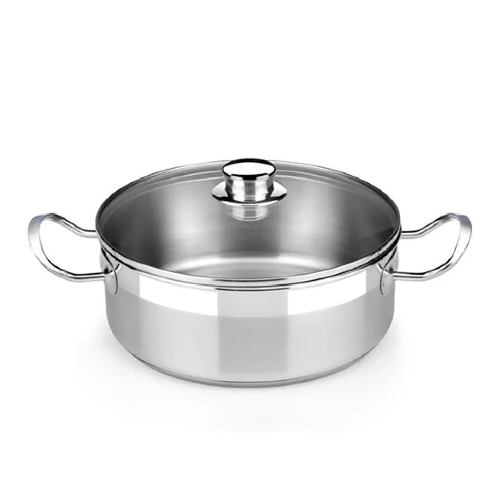 Cacerola de acero inoxidable con tapa de cristal Profesional BRA