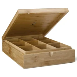 Caja de té de bambú con 9 compartimentos Bredemeijer