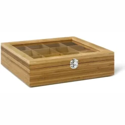 Caja de té de bambú con 12 compartimentos Bredemeijer