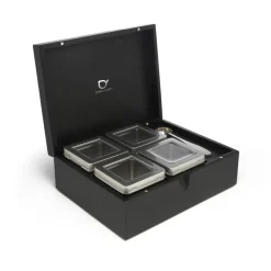 Caja de té de bambú con 4 recipientes y cuchara medidora Bredemeijer
