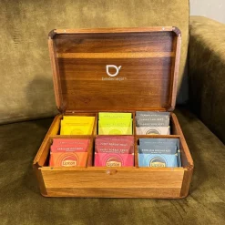 Caja de té de madera de acacia con 6 compartimentos Bredemeijer