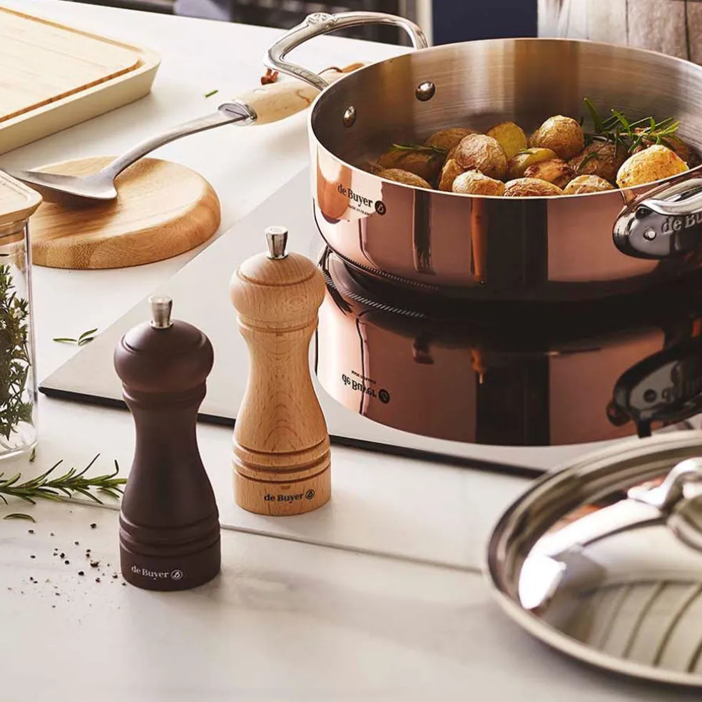 Cazuela de cobre Inocuivre con asas y tapa de inox De Buyer