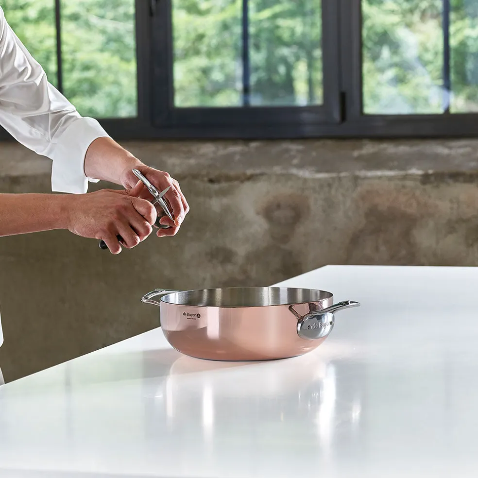 Cazuela de cobre Inocuivre con asas y tapa de inox De Buyer