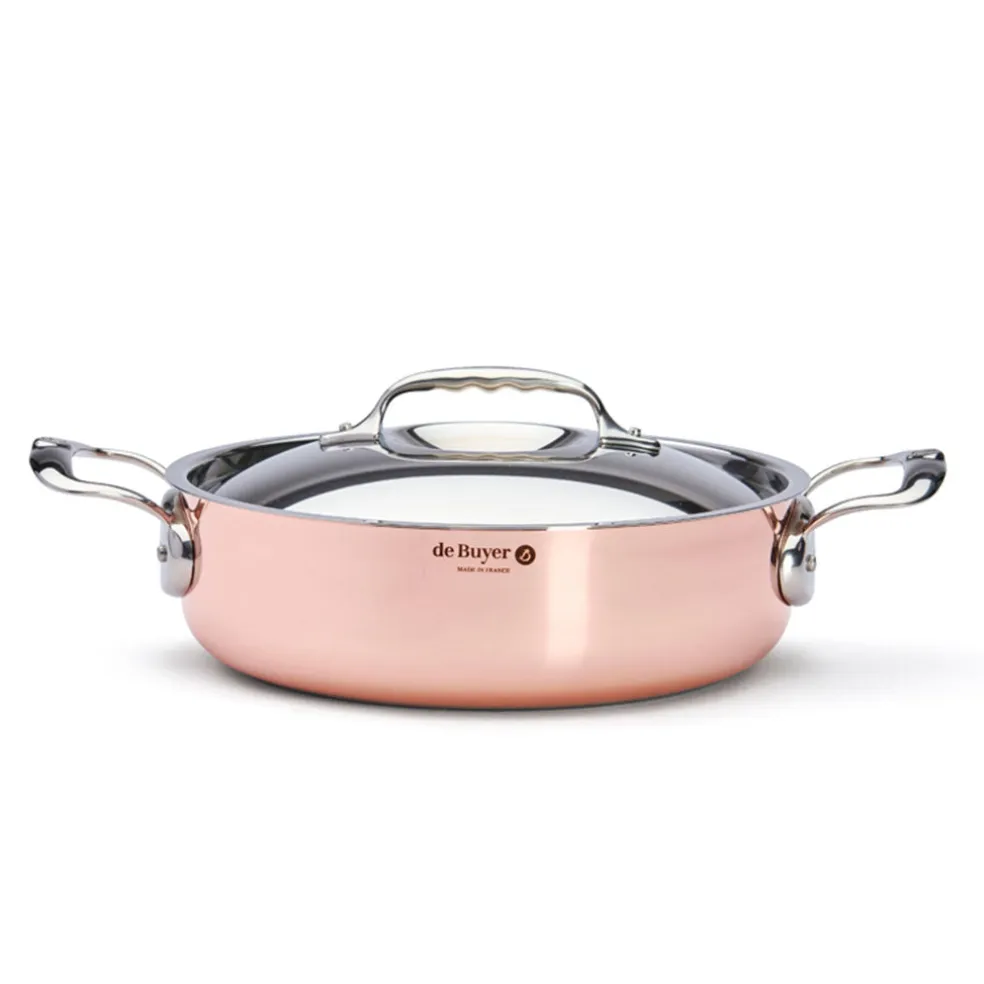 Cazuela de cobre Inocuivre con asas y tapa de inox De Buyer