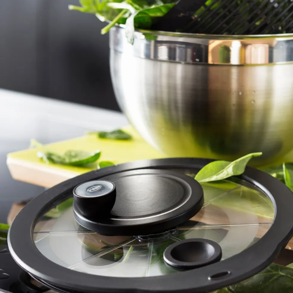 Centrifugadora de acero inoxidable con tapa de vidrio Rösle