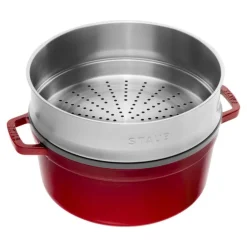 Cocotte de hierro fundido con vaporera de inox Staub