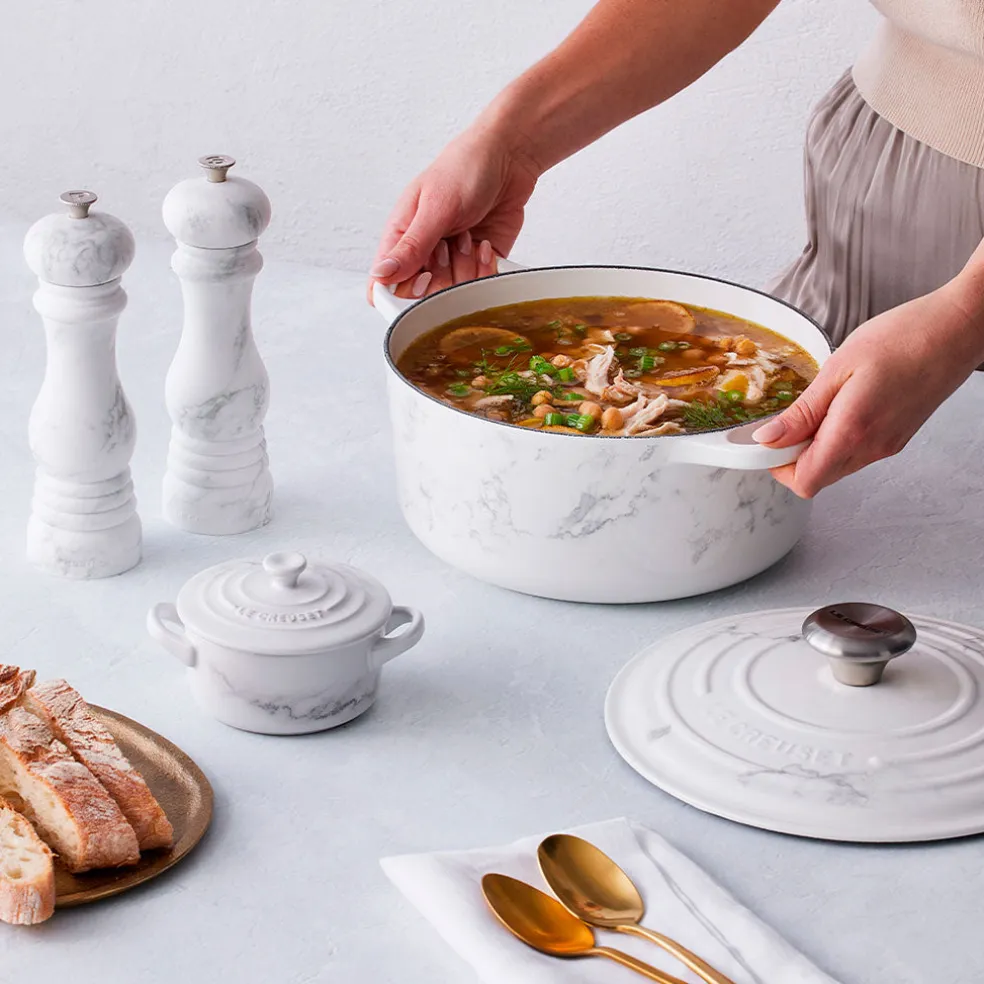 Cocotte de hierro White Marble Le Creuset (Edición Limitada)
