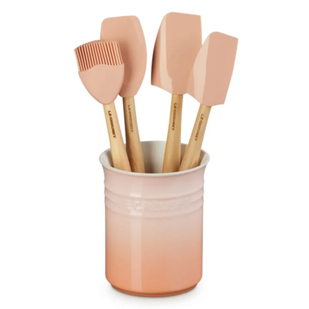 Conjunto de bote con 4 espátulas Le Creuset