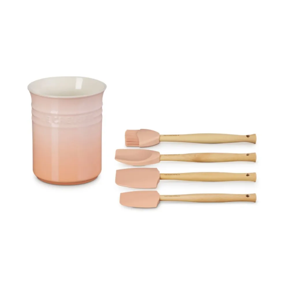 Conjunto de bote con 4 espátulas Le Creuset