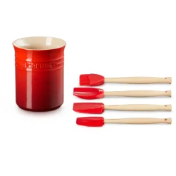 Conjunto de bote con 4 espátulas Le Creuset