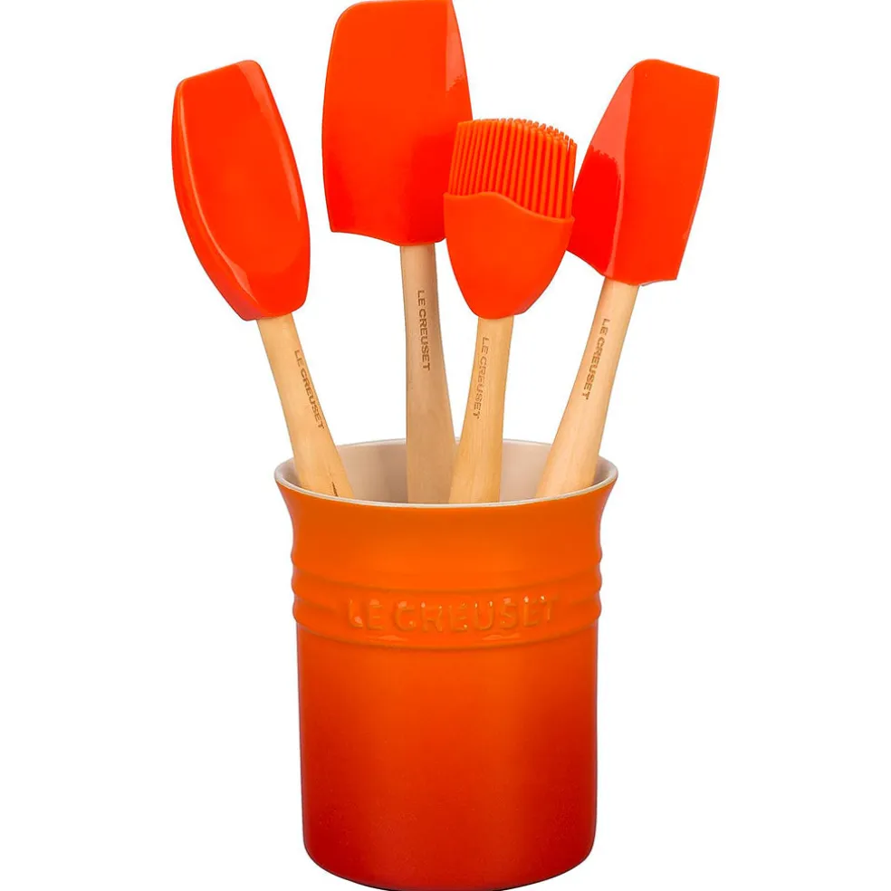 Conjunto de bote con 4 espátulas Le Creuset