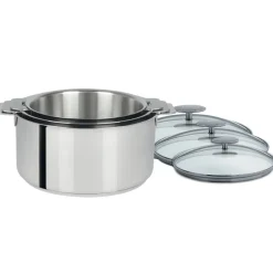 Conjunto de 3 ollas acero inoxidable multicapa Casteline Cristel