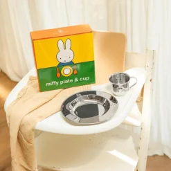 Conjunto de plato y taza de acero inox Miffy Zilverstad