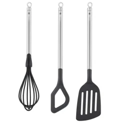 Conjunto de 3 utensilios de cocina de nailon con mango de inox Basic Line Rösle